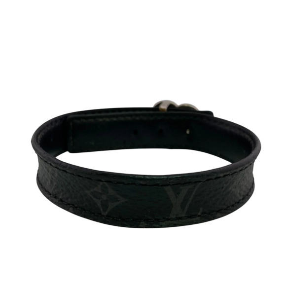 LOUIS VUITTON Black Monogram Heart Charm Bracelet